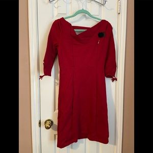 EUC Unique Vintage Half Sleeve Wiggle in Red- Med